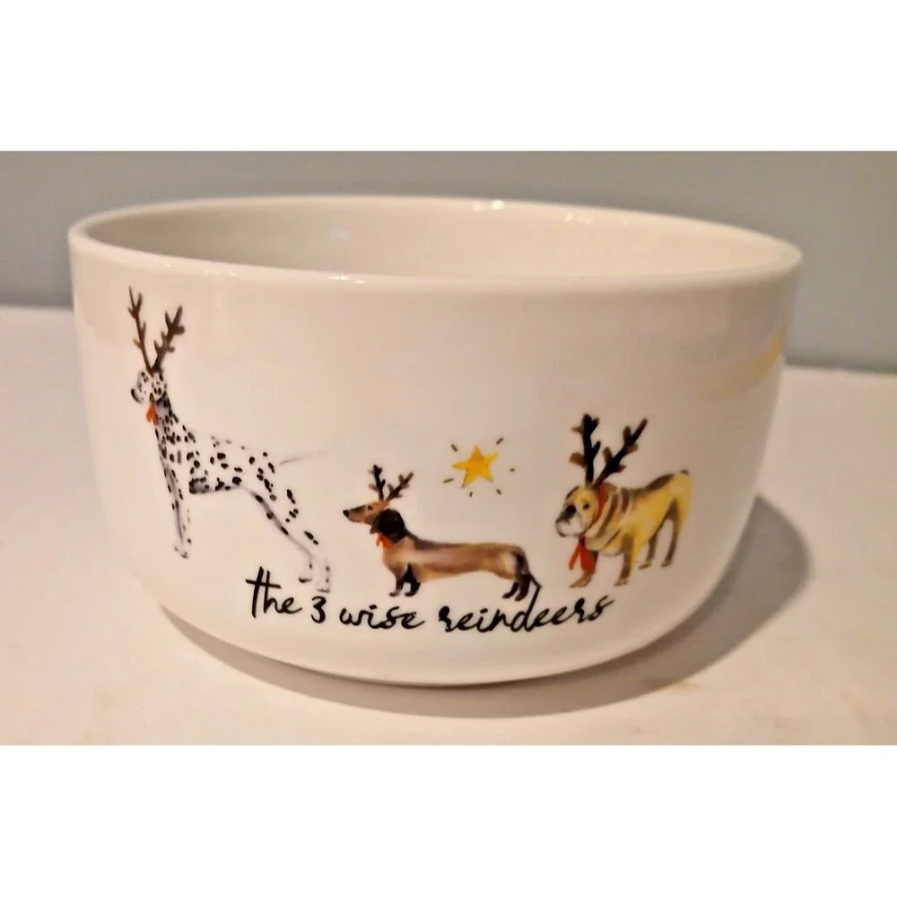 Ciroa Bowl 3 wise reindeer Celebrate Christmas Dog porcelain Australia